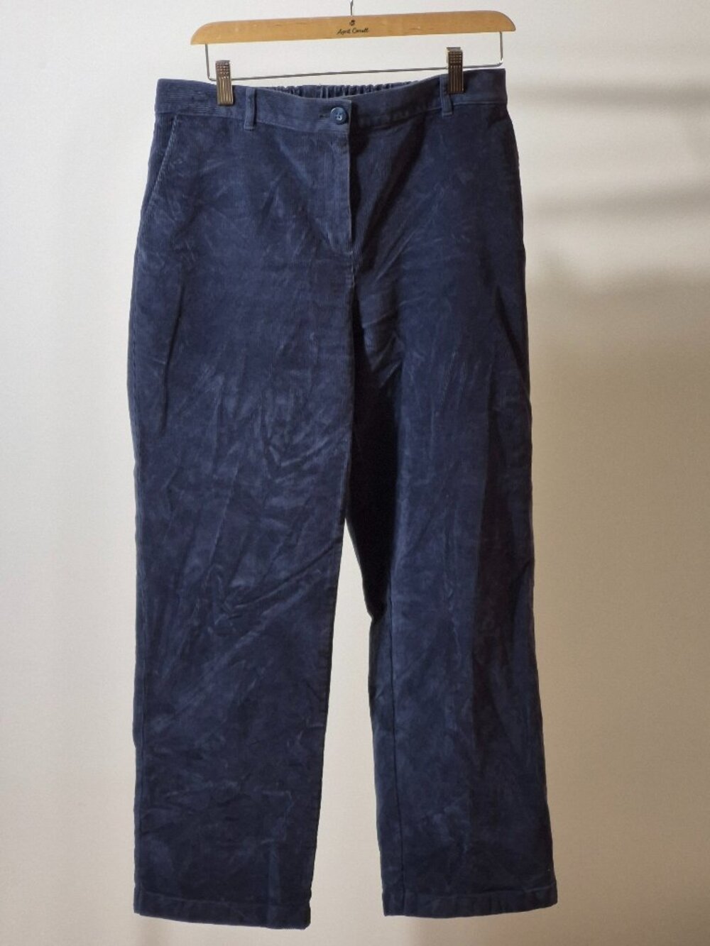 L.L.Bean Classic Fit Corduroy Pants Womens 12 Petite Navy Stretch Straight Leg